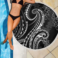 Polynesia Plumeria Lei Beach Blanket Black Curves Motif