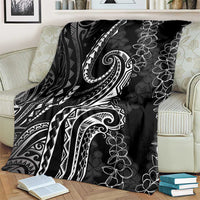 Polynesia Plumeria Lei Blanket Black Curves Motif