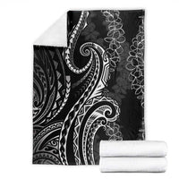 Polynesia Plumeria Lei Blanket Black Curves Motif