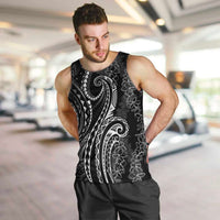Polynesia Plumeria Lei Men Tank Top Black Curves Motif LT7 Black - Polynesian Pride