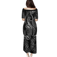 Polynesia Plumeria Lei Puletasi Black Curves Motif