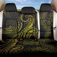 Polynesia Plumeria Lei Back Car Seat Cover Black Gold Curves Motif LT7 One Size Gold - Polynesian Pride