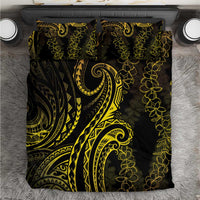 Polynesia Plumeria Lei Bedding Set Black Gold Curves Motif LT7 Gold - Polynesian Pride