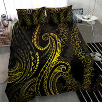 Polynesia Plumeria Lei Bedding Set Black Gold Curves Motif LT7 - Polynesian Pride