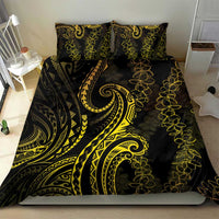 Polynesia Plumeria Lei Bedding Set Black Gold Curves Motif LT7 - Polynesian Pride