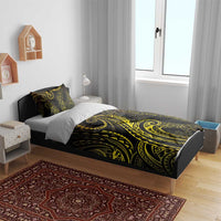 Polynesia Plumeria Lei Bedding Set Black Gold Curves Motif LT7 - Polynesian Pride