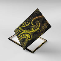 Polynesia Plumeria Lei Canvas Wall Art Black Gold Curves Motif