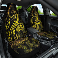 Polynesia Plumeria Lei Car Seat Cover Black Gold Curves Motif