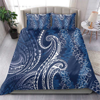 Polynesia Plumeria Lei Bedding Set Navy Blue Curves Motif LT7 - Polynesian Pride