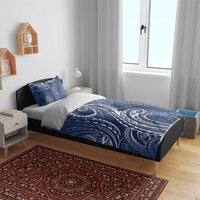 Polynesia Plumeria Lei Bedding Set Navy Blue Curves Motif LT7 - Polynesian Pride