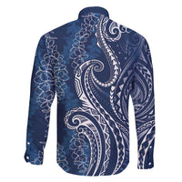 Polynesia Plumeria Lei Family Matching Summer Maxi Dress and Hawaiian Shirt Navy Blue Curves Motif