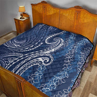 Polynesia Plumeria Lei Quilt Navy Blue Curves Motif LT7 - Polynesian Pride