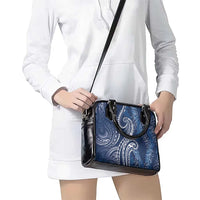 Polynesia Plumeria Lei Shoulder Handbag Navy Blue Curves Motif LT7 - Polynesian Pride