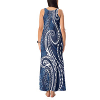 Polynesia Plumeria Lei Tank Maxi Dress Navy Blue Curves Motif
