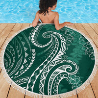 Polynesia Plumeria Lei Beach Blanket Sage Green Curves Motif