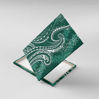 Polynesia Plumeria Lei Canvas Wall Art Sage Green Curves Motif