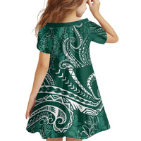 Polynesia Plumeria Lei Family Matching Off Shoulder Short Dress and Hawaiian Shirt Sage Green Curves Motif