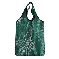 Polynesia Plumeria Lei Grocery Bag Sage Green Curves Motif LT7 - Polynesian Pride