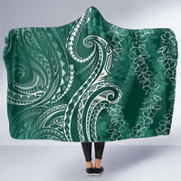 Polynesia Plumeria Lei Hooded Blanket Sage Green Curves Motif