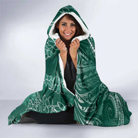 Polynesia Plumeria Lei Hooded Blanket Sage Green Curves Motif