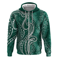 Polynesia Plumeria Lei Hoodie Sage Green Curves Motif