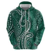 Polynesia Plumeria Lei Hoodie Sage Green Curves Motif