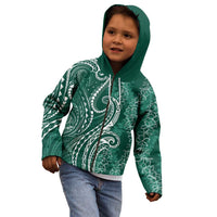 Polynesia Plumeria Lei Kid Hoodie Sage Green Curves Motif