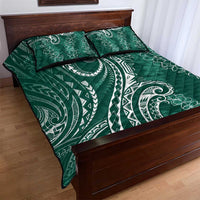 Polynesia Plumeria Lei Quilt Bed Set Sage Green Curves Motif