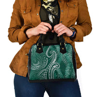 Polynesia Plumeria Lei Shoulder Handbag Sage Green Curves Motif LT7 - Polynesian Pride