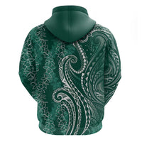Polynesia Plumeria Lei Zip Hoodie Sage Green Curves Motif