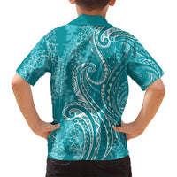 Polynesia Plumeria Lei Family Matching Off Shoulder Maxi Dress and Hawaiian Shirt Teal Curves Motif