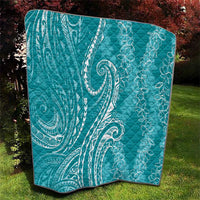 Polynesia Plumeria Lei Quilt Teal Curves Motif LT7 - Polynesian Pride