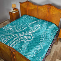 Polynesia Plumeria Lei Quilt Teal Curves Motif LT7 - Polynesian Pride