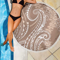 Polynesia Plumeria Lei Beach Blanket Beige Curves Motif
