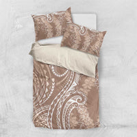 Polynesia Plumeria Lei Bedding Set Beige Curves Motif LT7 US Twin 172cm x 218cm Beige - Polynesian Pride