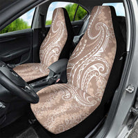 Polynesia Plumeria Lei Car Seat Cover Beige Curves Motif