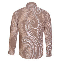 Polynesia Plumeria Lei Family Matching Tank Maxi Dress and Hawaiian Shirt Beige Curves Motif