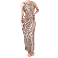 Polynesia Plumeria Lei Family Matching Tank Maxi Dress and Hawaiian Shirt Beige Curves Motif