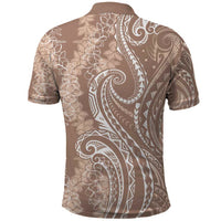 Polynesia Plumeria Lei Polo Shirt Beige Curves Motif