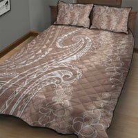 Polynesia Plumeria Lei Quilt Bed Set Beige Curves Motif