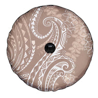 Polynesia Plumeria Lei Spare Tire Cover Beige Curves Motif