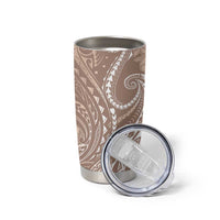 Polynesia Plumeria Lei Tumbler Cup Beige Curves Motif LT7 - Polynesian Pride