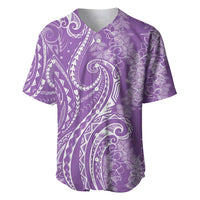 Polynesia Plumeria Lei Baseball Jersey Periwinkle Curves Motif LT7 Periwinkle - Polynesian Pride