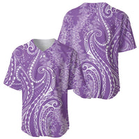 Polynesia Plumeria Lei Baseball Jersey Periwinkle Curves Motif LT7 - Polynesian Pride