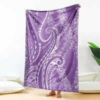 Polynesia Plumeria Lei Blanket Periwinkle Curves Motif