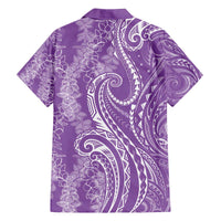 Polynesia Plumeria Lei Family Matching Off The Shoulder Long Sleeve Dress and Hawaiian Shirt Periwinkle Curves Motif