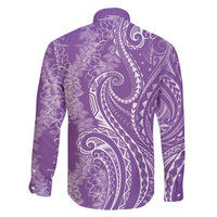Polynesia Plumeria Lei Family Matching Off Shoulder Maxi Dress and Hawaiian Shirt Periwinkle Curves Motif LT7 - Polynesian Pride