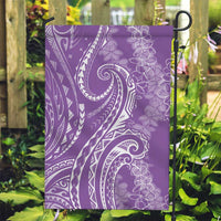 Polynesia Plumeria Lei Garden Flag Periwinkle Curves Motif