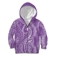 Polynesia Plumeria Lei Kid Hoodie Periwinkle Curves Motif