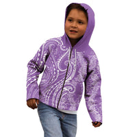 Polynesia Plumeria Lei Kid Hoodie Periwinkle Curves Motif
